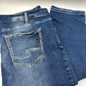 Silver Jeans Suki Straight Leg Womens 31 Blue Stretch Curvy Fit Mid-Rise Zip Fly